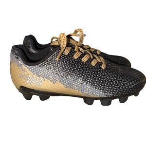 DSG Speed Viper Kids Soccer Cleats Black Gold Youth Sports Shoes Size 12